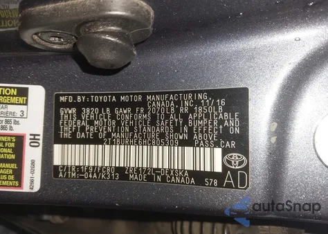2017 Toyota Corolla Se from USA, damaged, VIN 2T1BURHE6HC805309